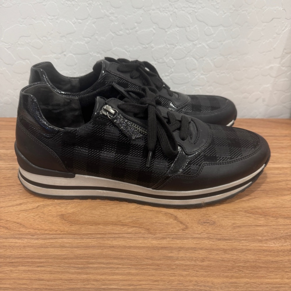 Gabor Nulon Sneakers 7.5 Black Plaid Metallic Casual Streetwear